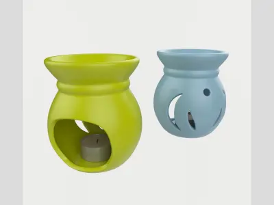 Ceramic Aroma Lamp with Candle Low High Poly 3D model