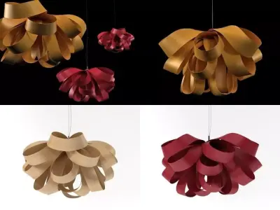Agatha pendant lamp made from paper ribbons 3D model