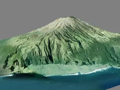 Tristan da Cunha terrain 3d model Low-poly 3D model