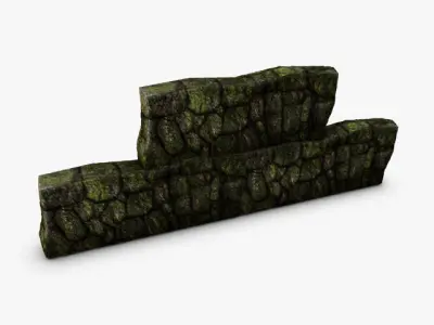 Mossy Rockwall Lowpoly 3D model