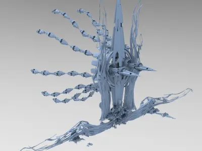 Sci fi Orchid city portal  Low-poly 3D model