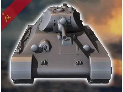 T-34 76 M1940 Model 1940 T-3476A with front headlight - Soviet a 3D print model