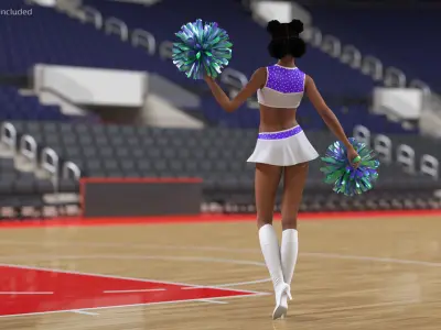 Teenage Light Skin Black Girl Cheerleader Standing Pose 3D model