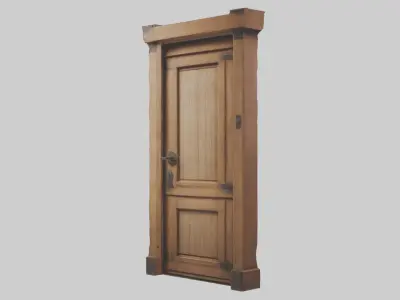 Wooden door Model Low-poly 3D model