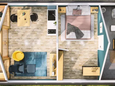 A frame Ara 40m2 3d model  basic plans  3D model