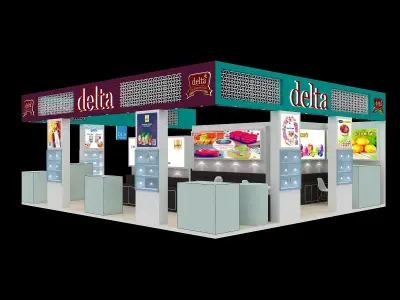 10 mtr x 9 mtr 3 side open exhibition stands 3D print model