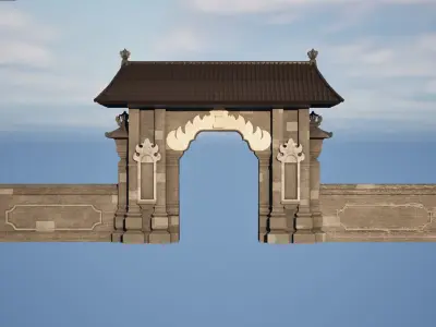 Gapura Wall Bali Generic B Variation 3D model