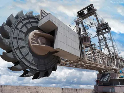  Giant Bucket-Wheel Excavator Rigged 