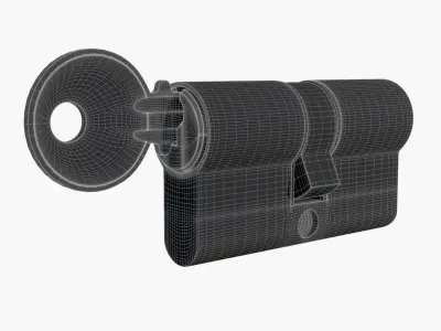 Euro Profile Cylinder Barrel Lock with key 3D model