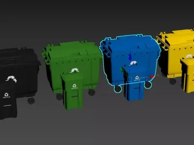 Trash Can and Dumpster 3D model
