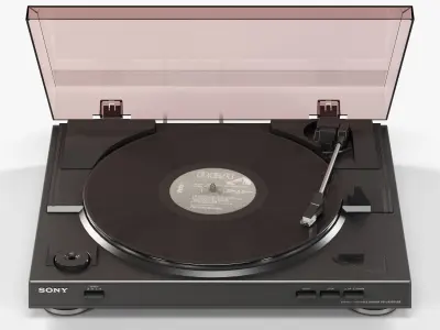 Sony PS-LX300USB turntable with Vinyl Record Low-poly 3D model