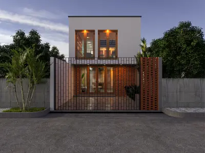 3D Model Interior and Exterior Narrow House Ready to Render 3D model