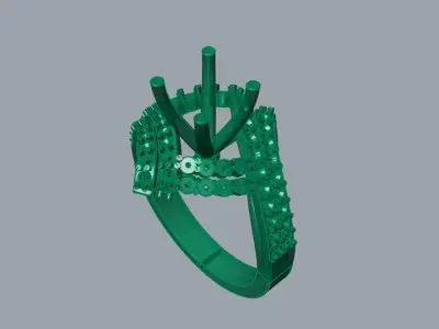 Diamond ring White gold 3D print model