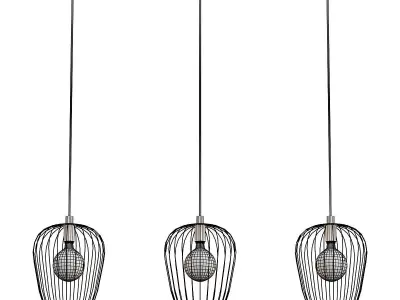 newtown three lights hanging from metal cage 3D model