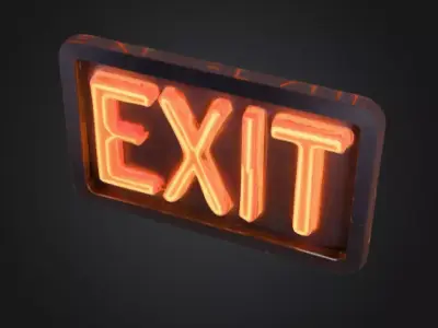Neon Exit Sign Low-poly 3D model