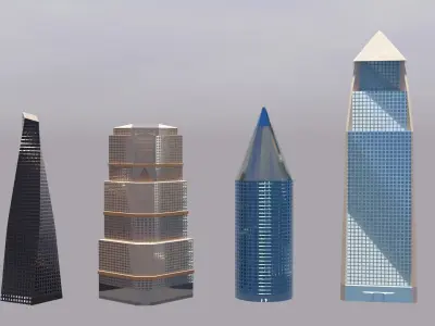 SKYSCRAPERS PACK - LOWPOLY PBR MODEL Low-poly 3D model
