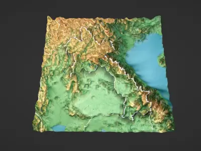 Laos Map Topography Low-poly 3D model