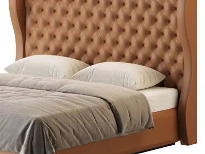 Quilting Upholstered Bed With Storage 3D model