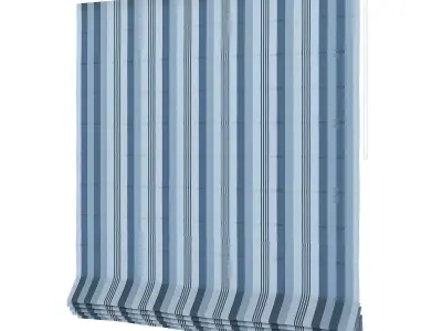 Blue Striped Roman Blinds 3D model