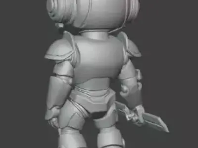 Chibi Mecha Warrior Duo 3D Printable Sci Fi Robot Figurines 3D print model