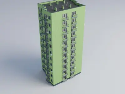 Apartment building 3D model 18