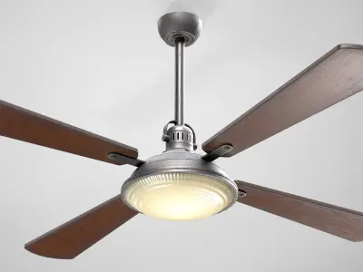 Vintage Ceiling Fan - Retro Ceiling Lamp - 4 Color Variations Low-poly 3D model