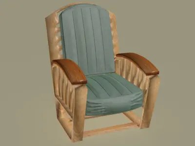 Modern wooden and cotton lounge chair 3D model
