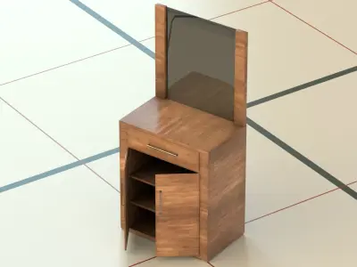 Stand 3D model PBR wooden cabinet Low-poly 3D model
