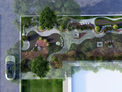 fantasy landscape flower garden 3d Model 3D model