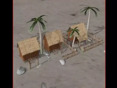 Realstic Villege Hut s Low-poly 3D model