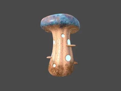 Fantasy Mushroom F05 Blue Orange - Scene Backdrop Design Low-poly 3D model