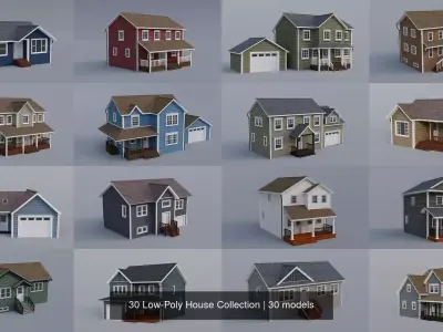 30 Low-Poly House Collection 3D Model Pack