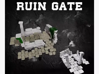 Ruin gate Low-poly 3D model
