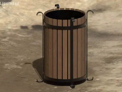Street Trash Bin V2 Low-poly 3D model