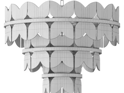 Alabaster Petal Tier Chandelier 3D model