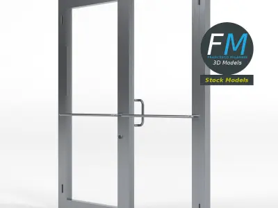 Double storefront glass door 3D model