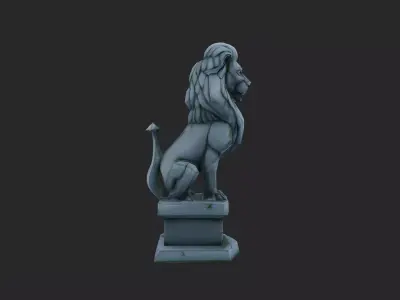 Stylized Lion Statue Low-poly 3D model