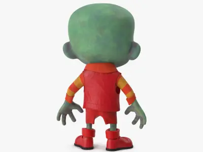  Cartoon Zombie Green in a Red Costume 