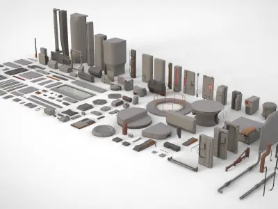 Sci-Fi architecture Elements collection 14 3D model