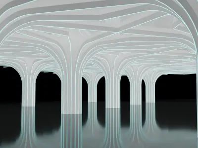 Futuristic Parametric Architecture - Webbed Shade Structure 3D model