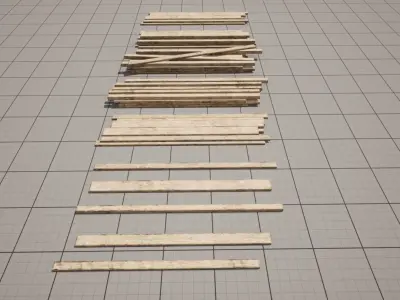 Wooden Planks set Low-poly 3D model