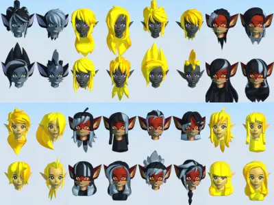 Acheron Hair Styles 01 02 03 3D Model Pack