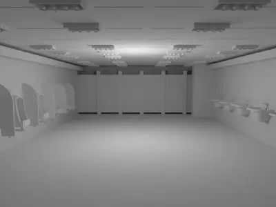 Restroom Interior No Material 3D model