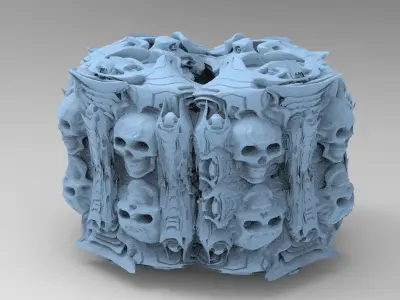 Scull Egyptian pillar cave Stone 3D model