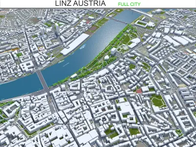 Linz City Austria Low-poly 3D model