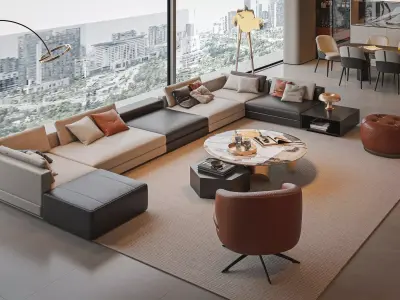 Modern Elegance Living and Dining room Sketchup 3D Model  3D model