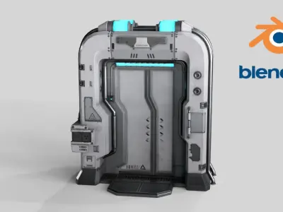 Sci-Fi Door v4 Low-poly 3D model