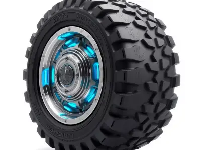 Futuristic OffRoad Vehicle Wheel Model Pack Low-poly 3D model