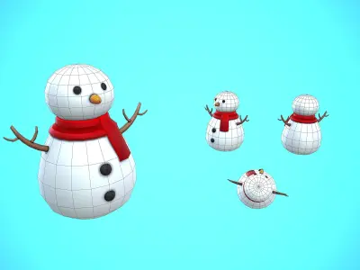 SNOWMAN CHRISTMAS CARTOON STYLIZED Low-poly 3D model