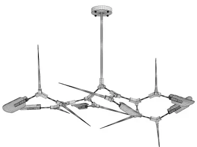 Red Spikes Chandelier 6 Low-poly 3D model